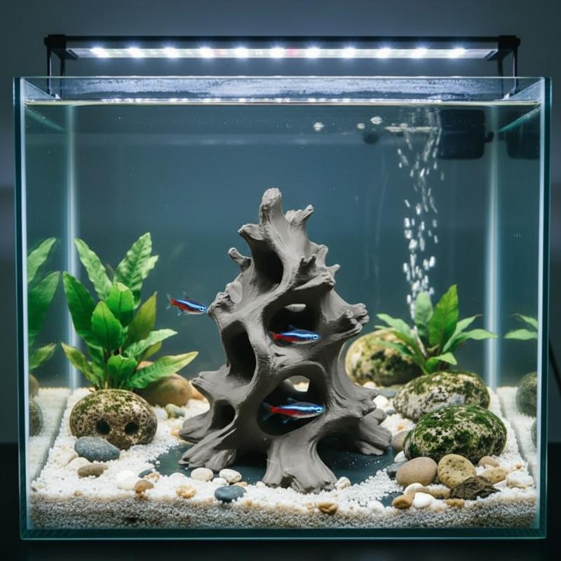 Aquarium Driftwood - 隠れた多孔質流木魚の洞窟水槽装飾品、エコフレンドリー、エビやベタの小型淡水水槽の装飾に最適