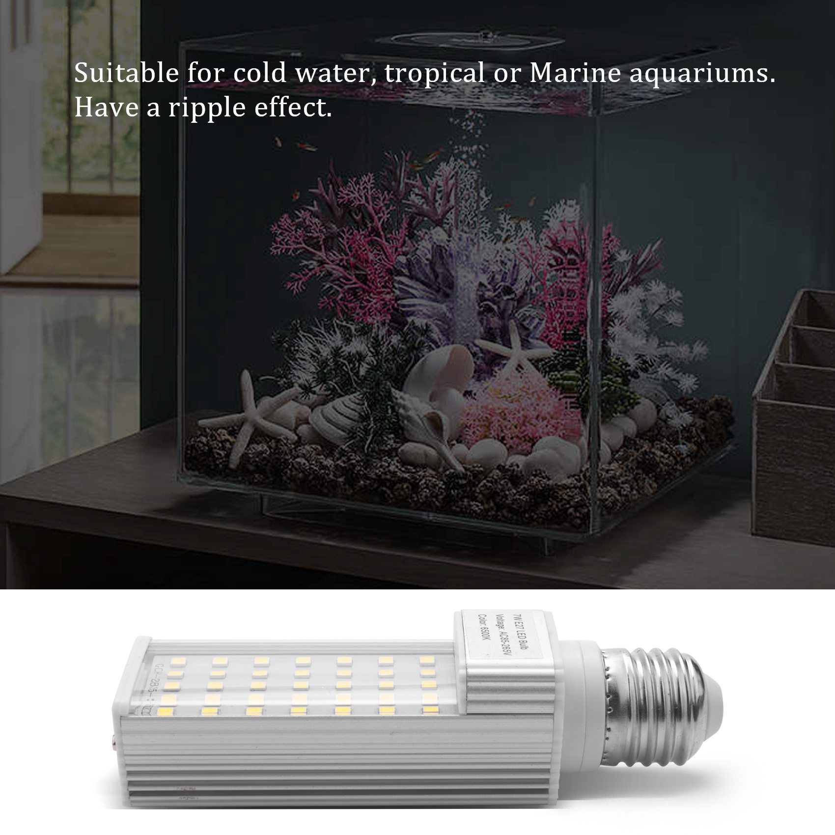 Aquarium Plant Light - A56P-Fishpod ホワイトプラントアクアリウム 7W グローライト LED タンク
