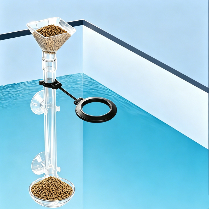 Aquarium Fertilizer - アクリル製水槽用フィーダー 透明チューブ 伸縮式多機能フィッシュタンク フードディスペンサー 給餌リング付き