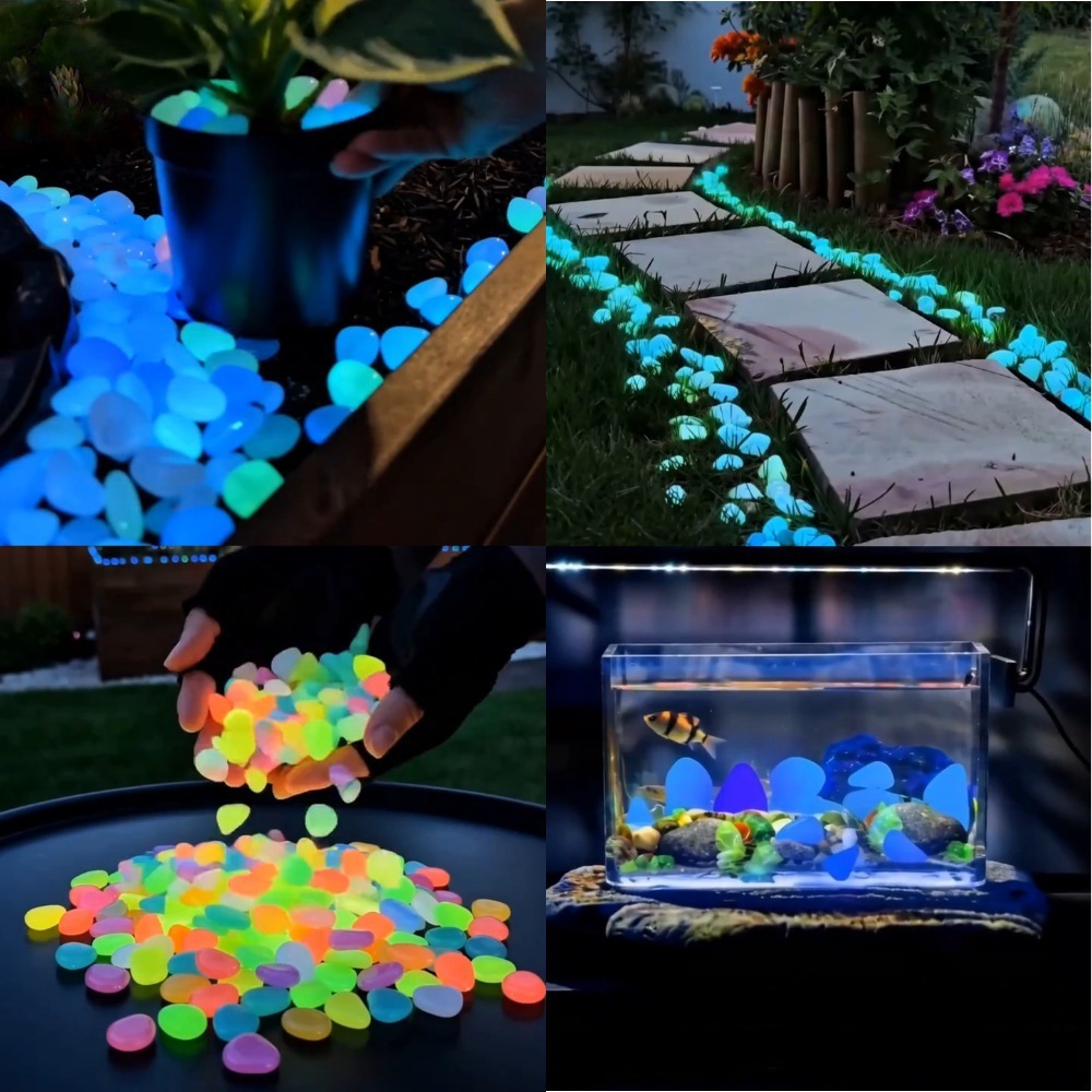 Planted Tank - カラフルな暗闇で光る発光石、庭石、屋外庭園通路、水槽、鉢植えの装飾用
