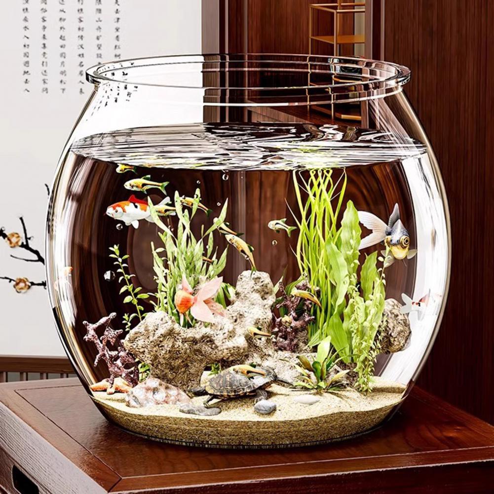 Plant Aquarium Pot - 透明なプラスチック製の丸い金魚鉢、水槽、リビングルームの卓上花瓶、セルフキーパータンクポット、観賞魚水槽、家の装飾用