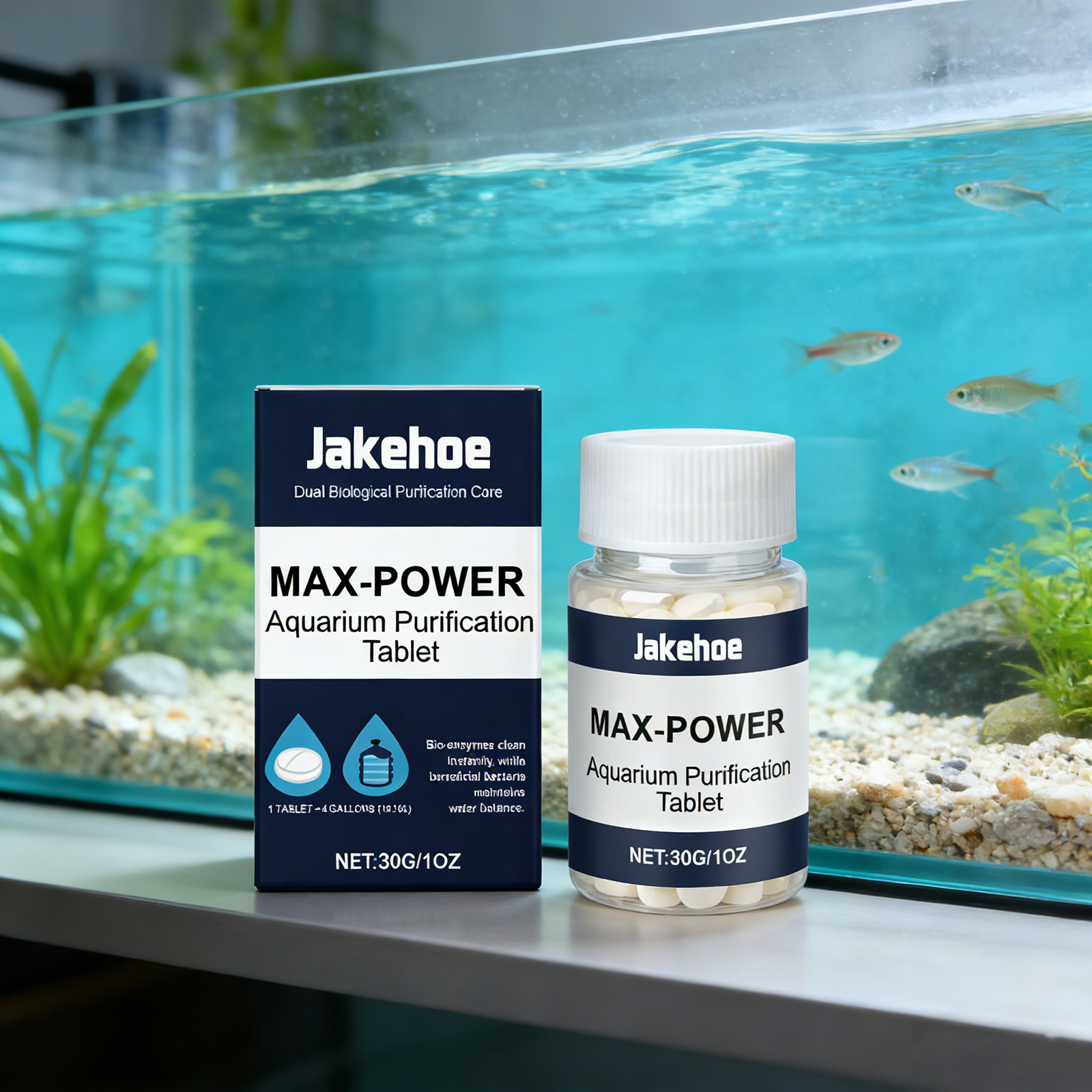 Planted Aquarium Algae Control - 水槽用藻類除去タブレット、濁った緑色の水をすばやく浄化、藻類の繁殖を抑制、ほとんどの魚や植物に安全、CO2ブースター