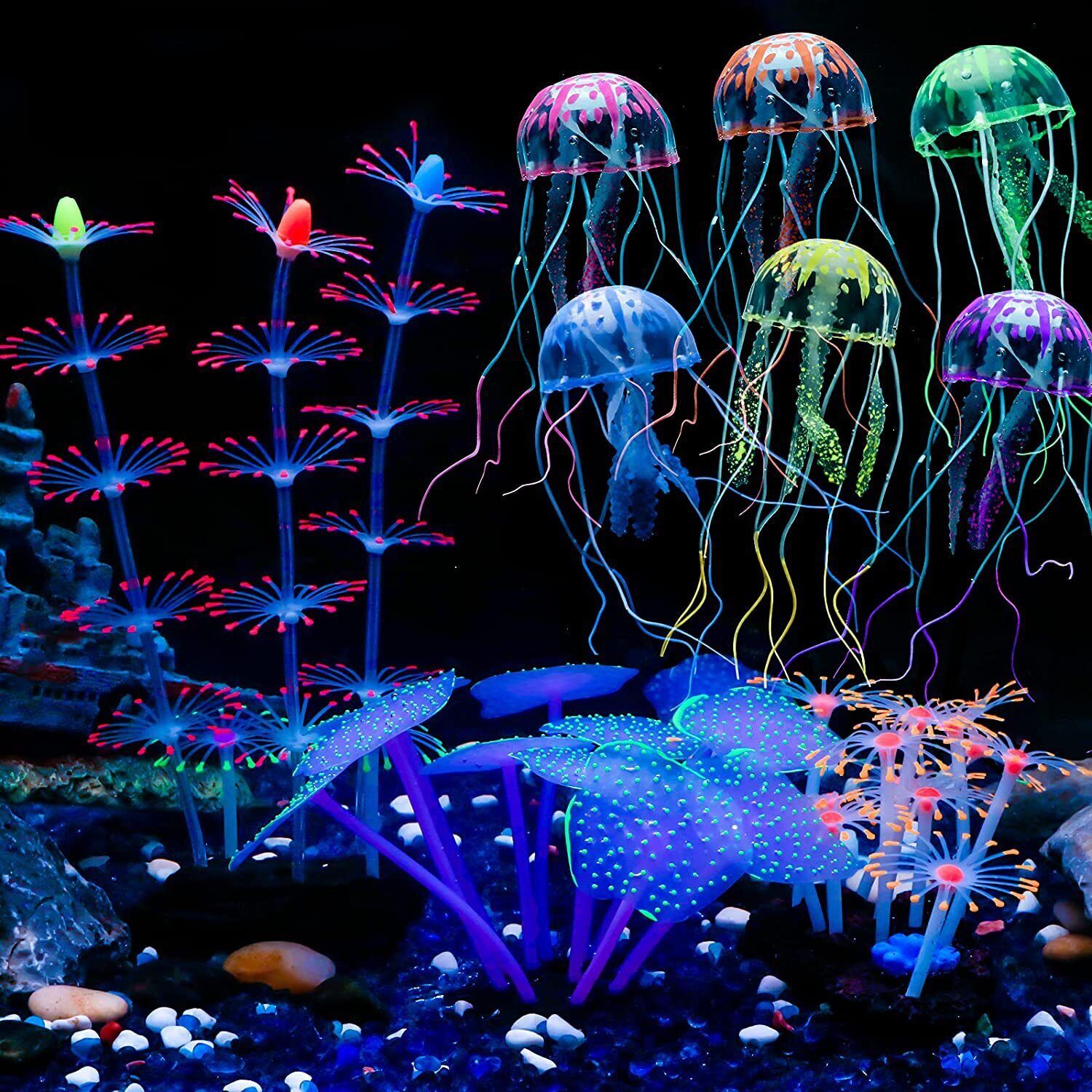 シリコン製光る景観人工魚タンク水槽蛍光サンゴひまわり海葵植物 - Aquarium Plants Live のレビューと価格